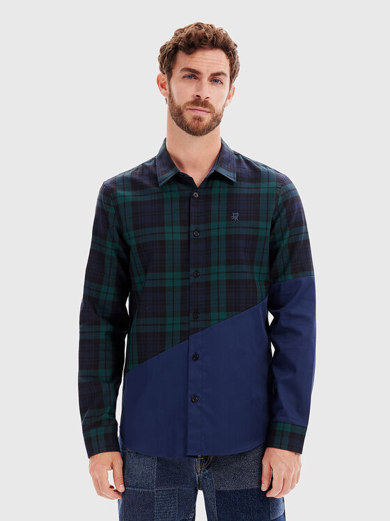 Памучна риза с кариран принт - 1