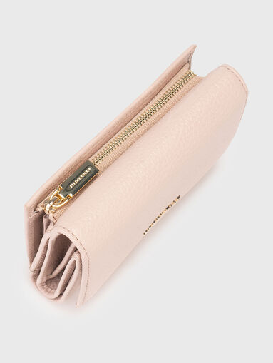 Leather wallet in beige - 3