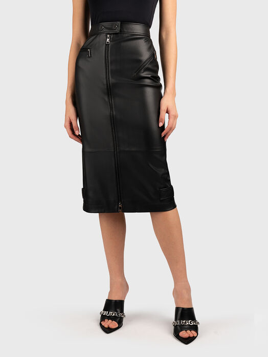Midi skirt in eco leather with zip