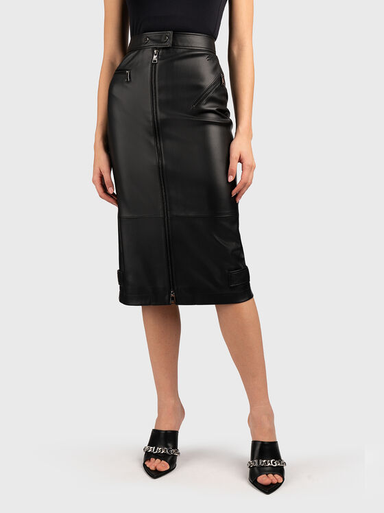 Midi skirt in eco leather with zip - 1