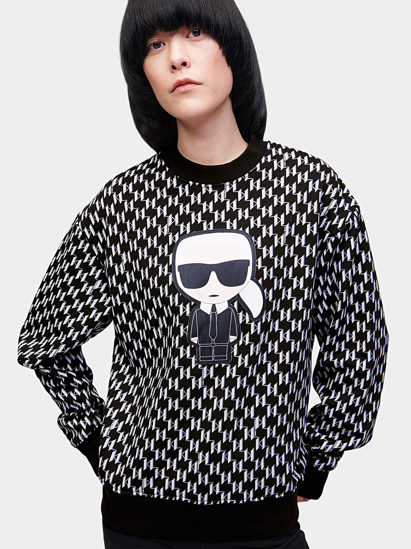 Women's MIXED FABRIC KARL SIGNATURE SWEATSHIRT by KARL