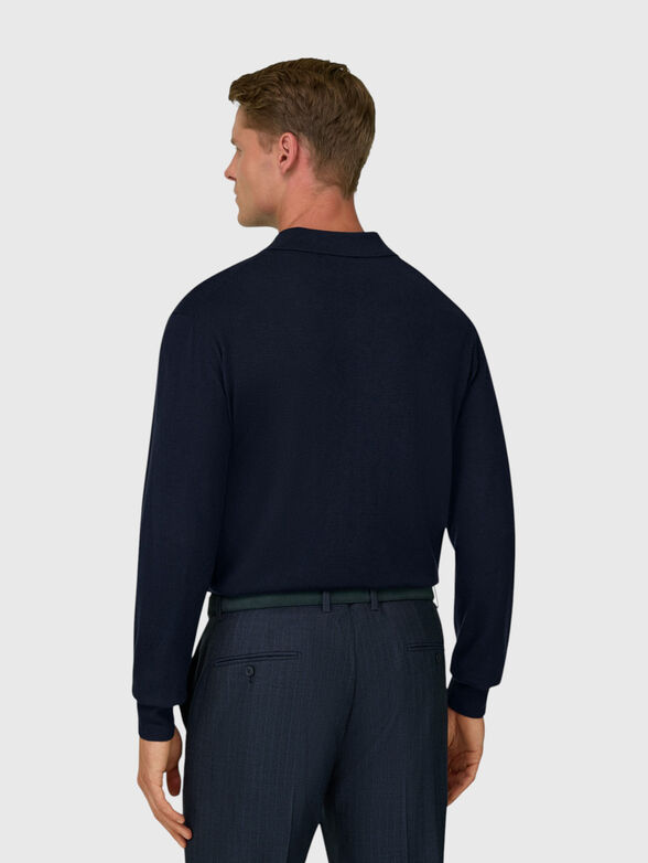 Navy wool polo-shirt - 3