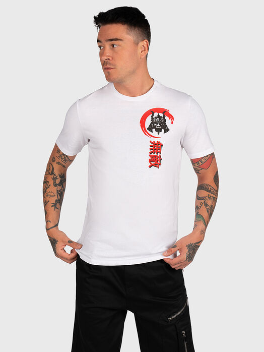 White cotton -shirt with print