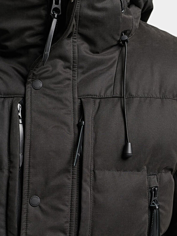 Black padded jacket with hood - 5