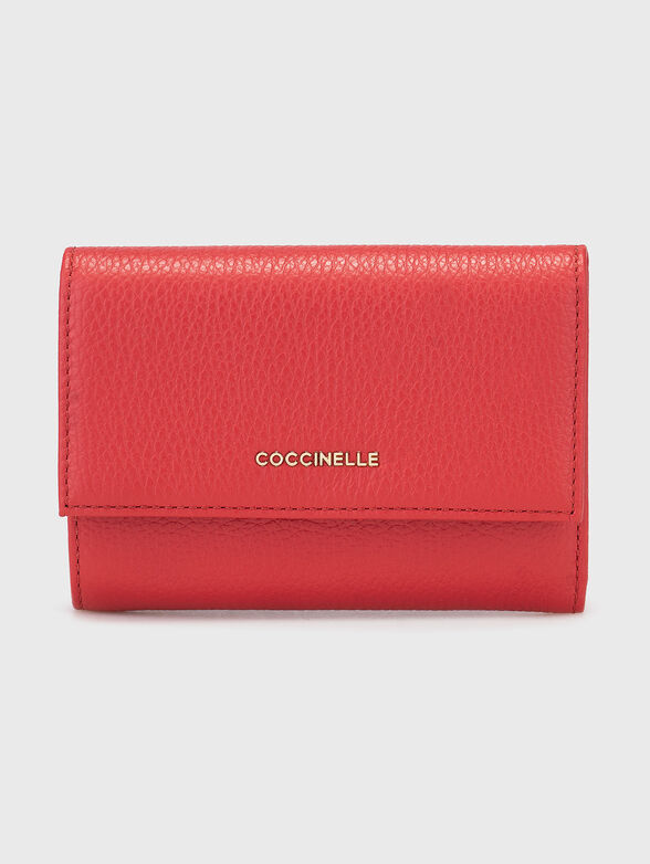 Leather wallet in beige - 1