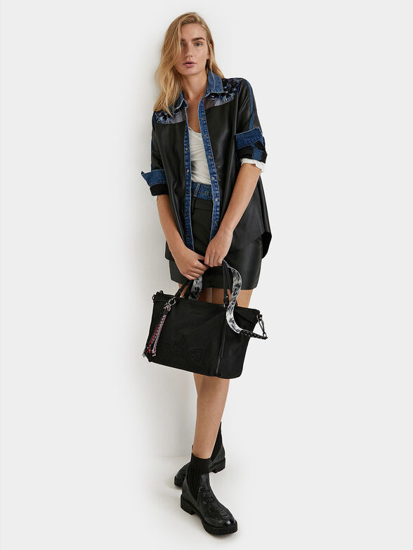 Denim shirt wth leather effect - 2