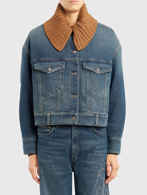 Denim jacket with embroidery and studs - 1