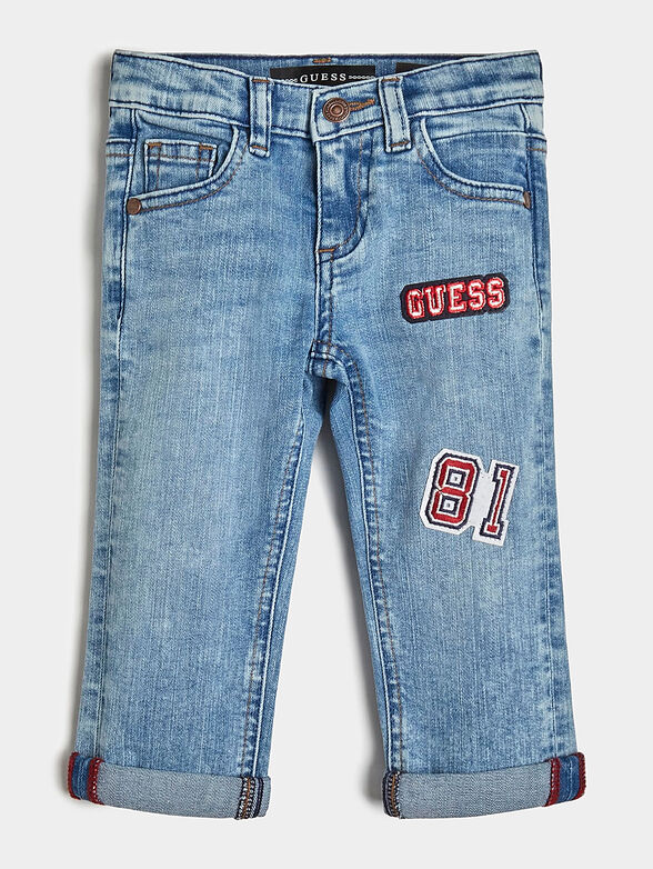 Blue jeans with logo patch - 1