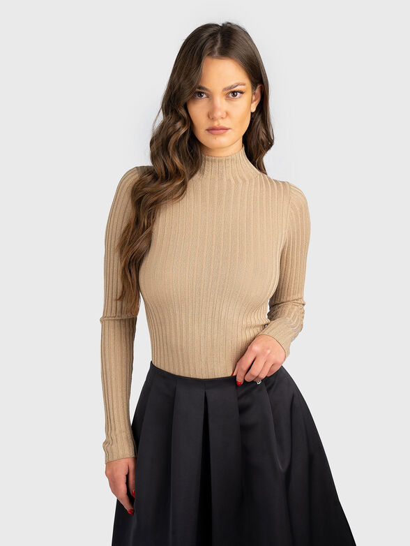 Polo neck sweater with lurex threads - 1