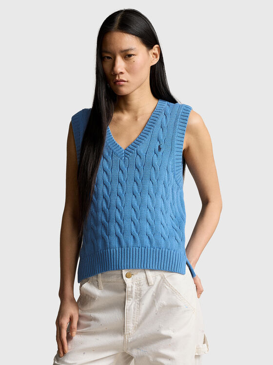 V-neck sleeveless knitted sweater - 1