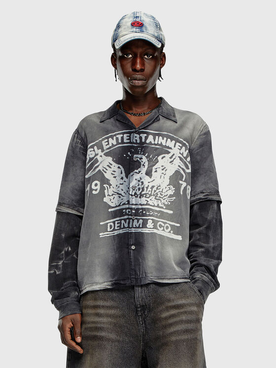 S-EEKLO shirt with washed effect and print - 1