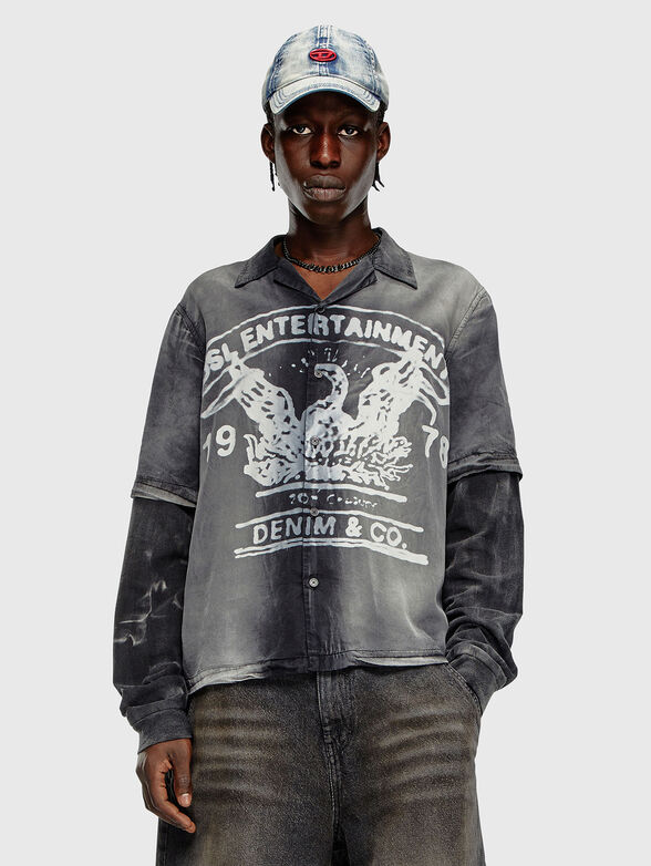 S-EEKLO shirt with washed effect and print - 1