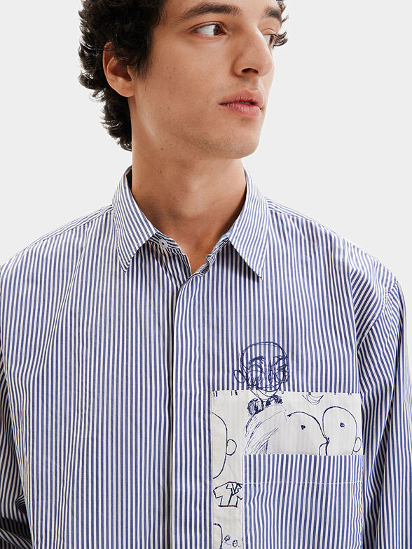 Striped shirt with big accented pocket - 4