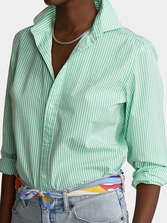 Green striped cotton shirt - 3