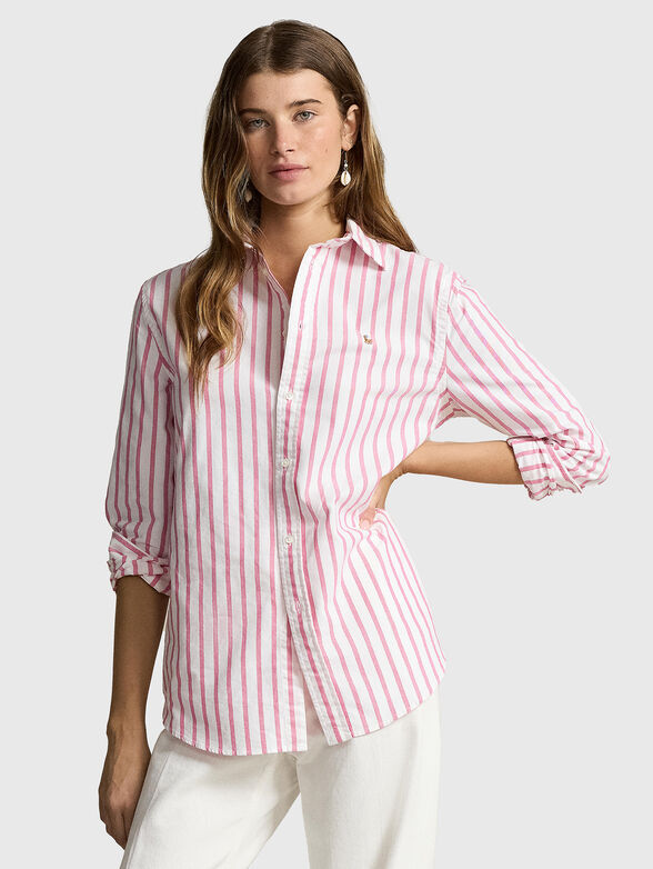 Striped shirt with mini embroidery - 0