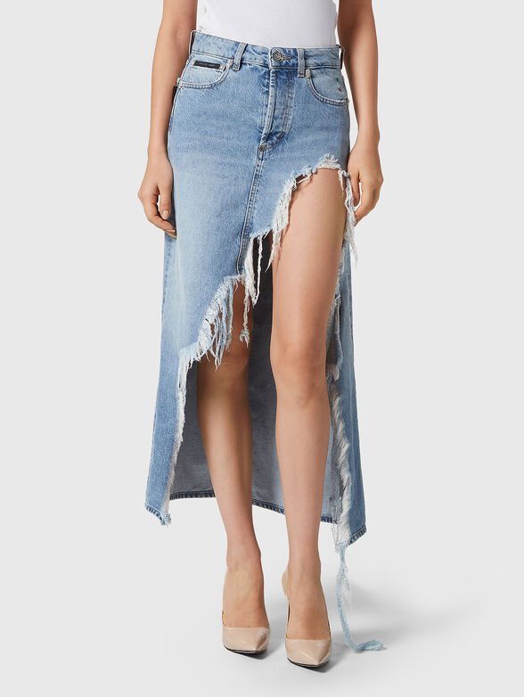 Denim skirt with rips - 0