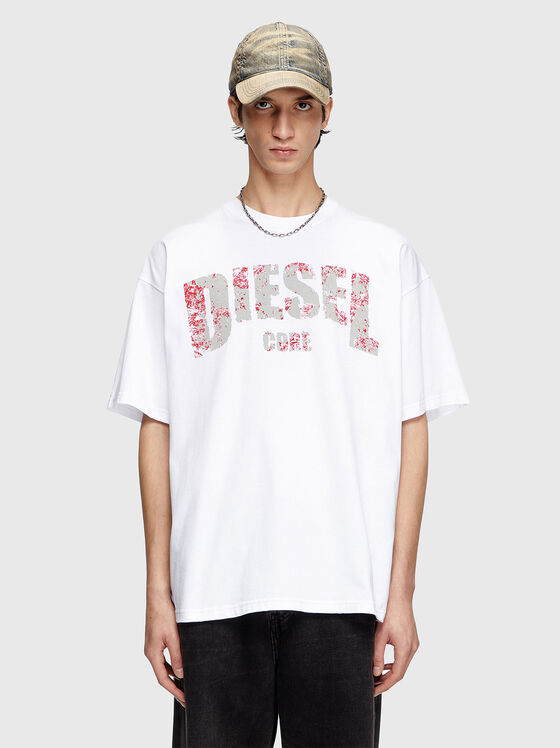 Памучна тениска T-ADJUST-R25 с лого принт - 1