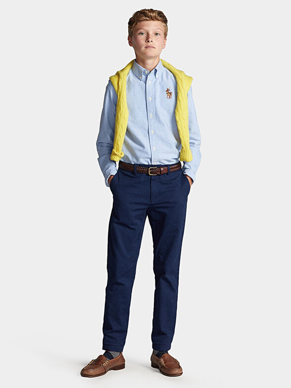 Blue cotton shirt with colored logo - 2