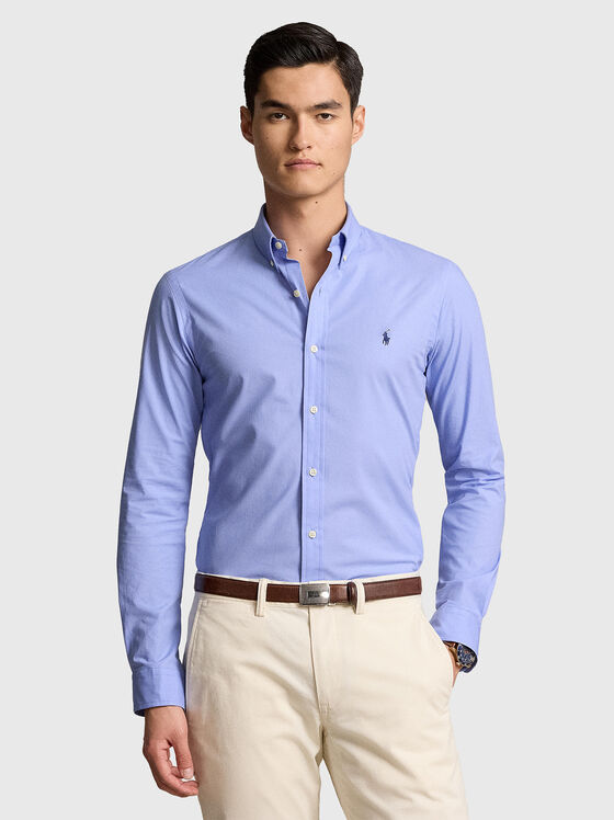 Blue cotton blend shirt - 1