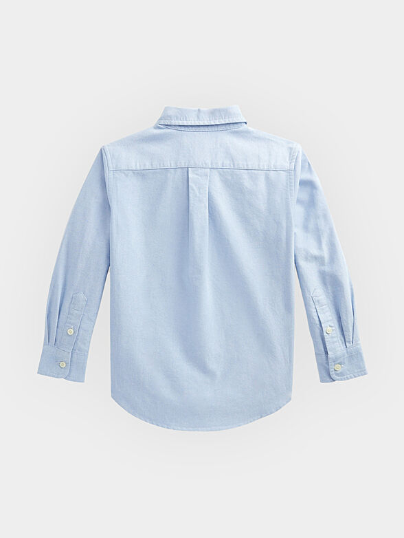 Blue cotton shirt with colored logo - 3