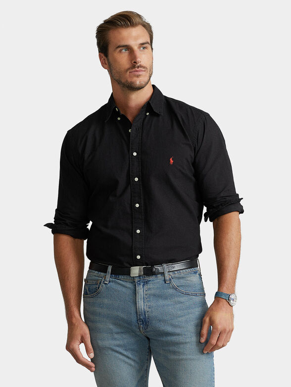 Cotton Oxford shirt in black color - 1