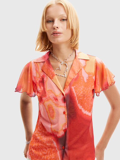 Shirt with short sleeves and sheer effect - 5