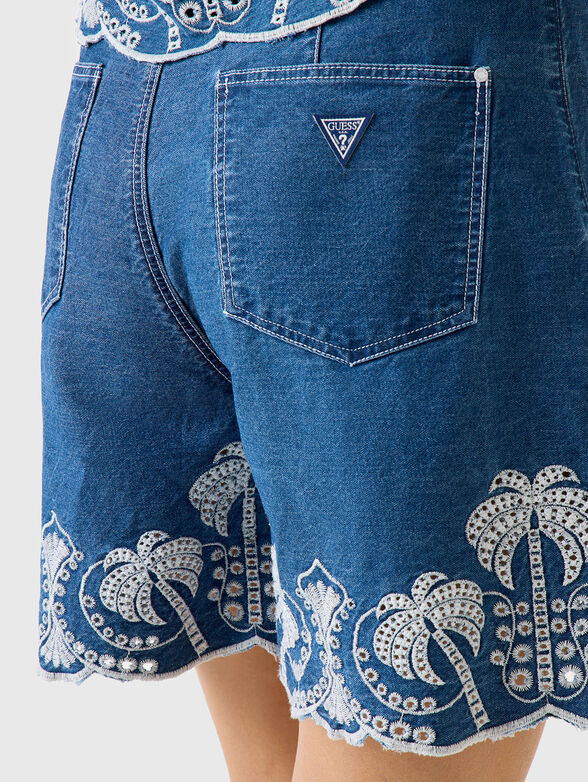 Embroidered denim shorts - 3