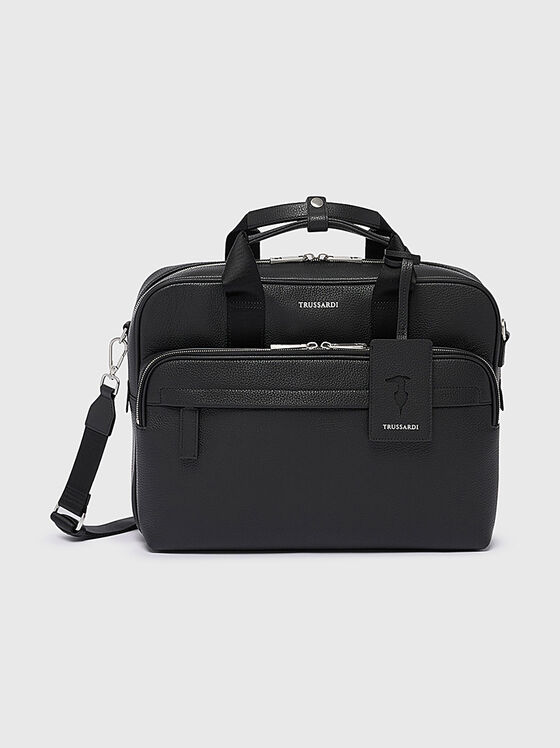Black leather laptop bag - 1