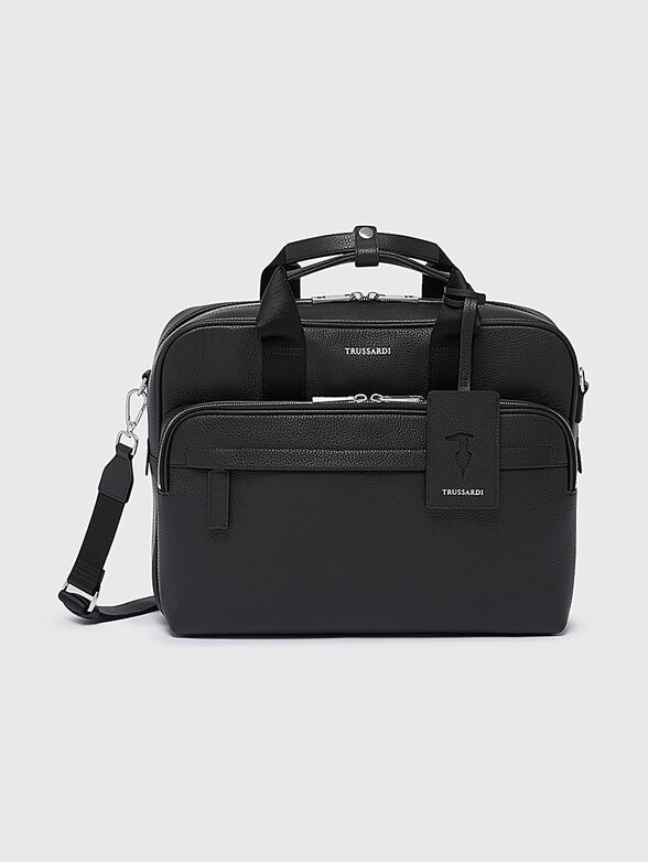 Black leather laptop bag - 1
