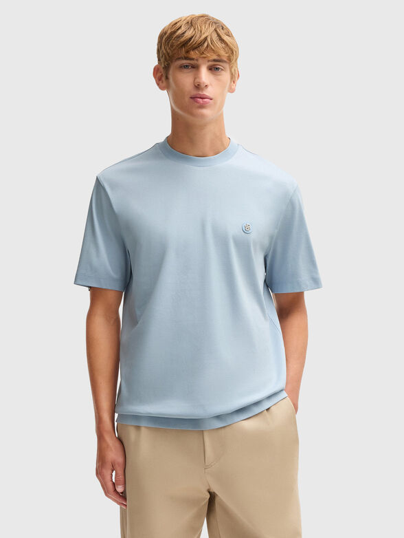 White T-shirt with oval neckline - 1