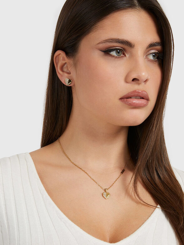 LOVELY earrings with crystals in golden color - 2