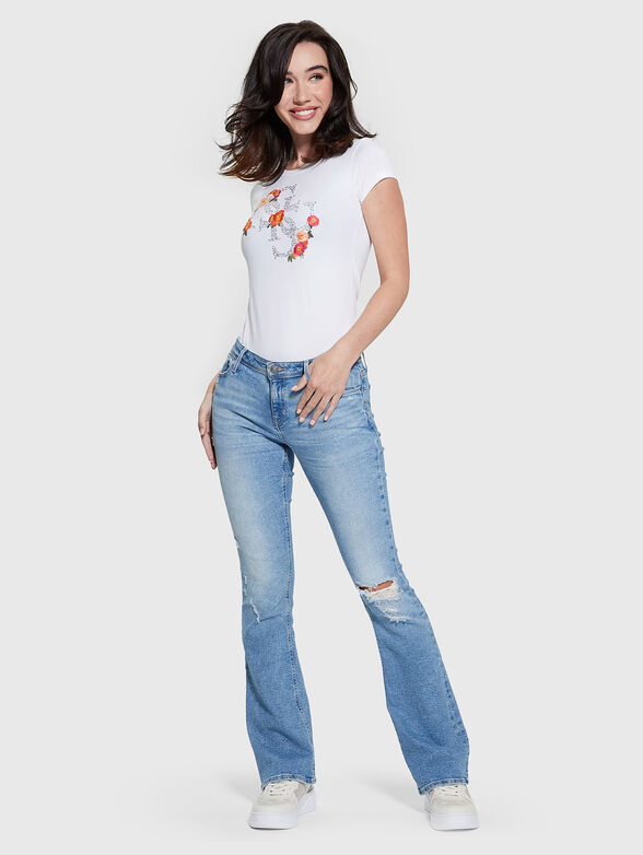 Black T-shirt with floral embroidery  - 2
