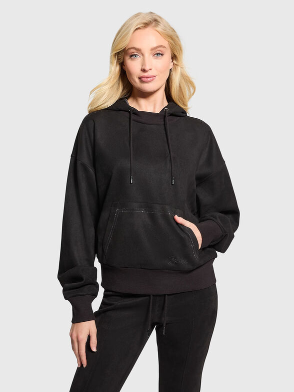Black hooded sweatshirt with laces - 1