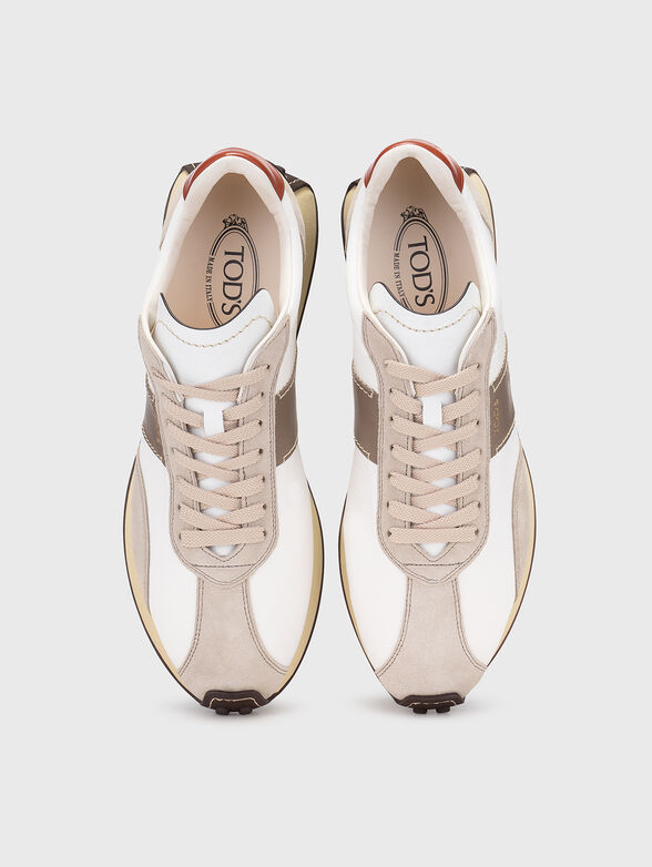 Leather and fabric sneakers - 6