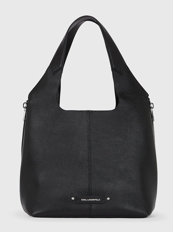 Голяма кожена чанта с лого детайл - 1