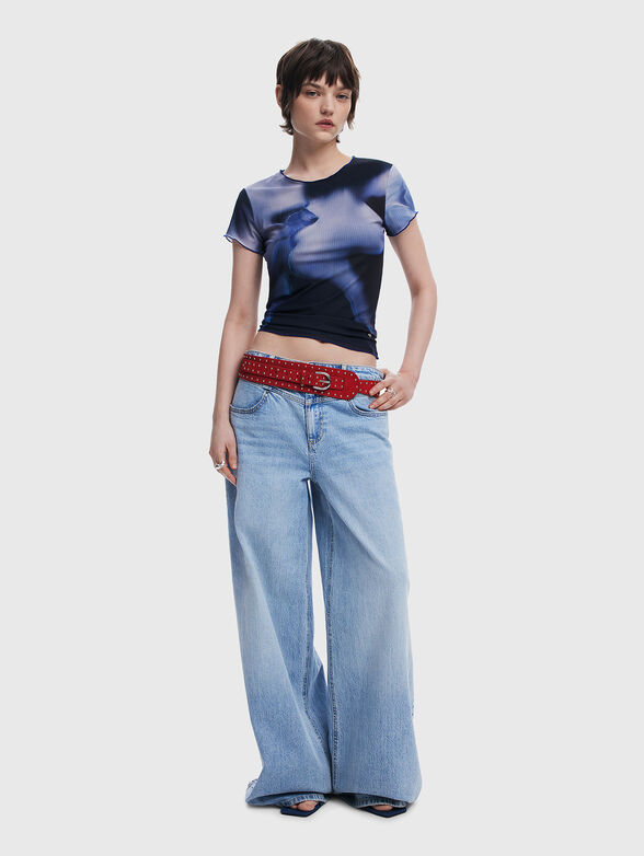 Blouse with short sleeves and oval neckline - 2