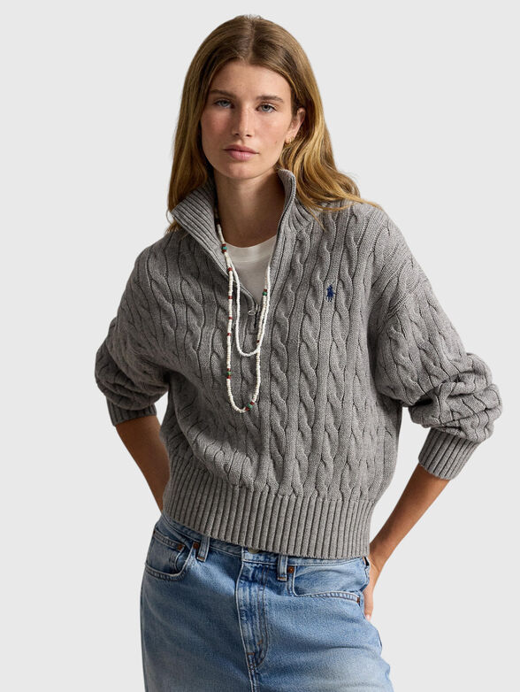 Zip-up sweater with ribbed knit - 1