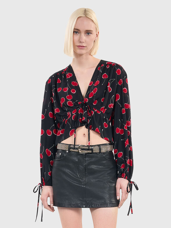 Printed cropped top with ruffles - 1