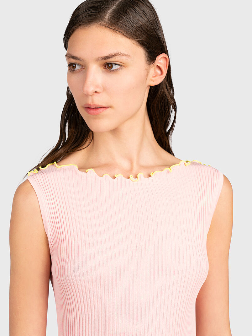 Ribbed midi dress with neon frills - 3