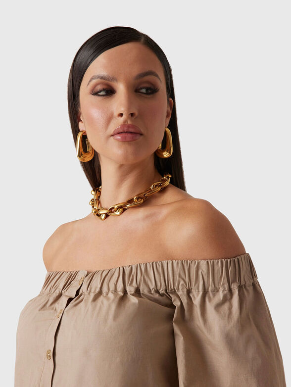 Off-shoulder blouse with buttons - 4