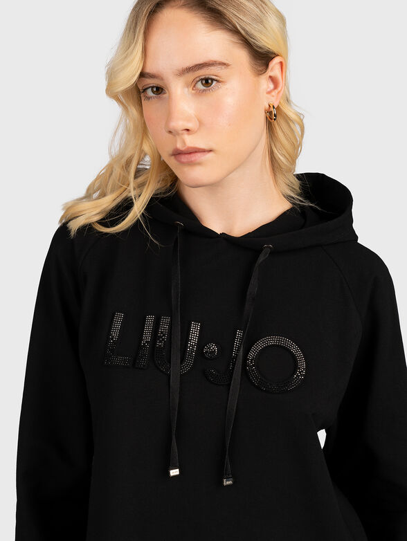 Sweatshirt dress with hood and logo - 3