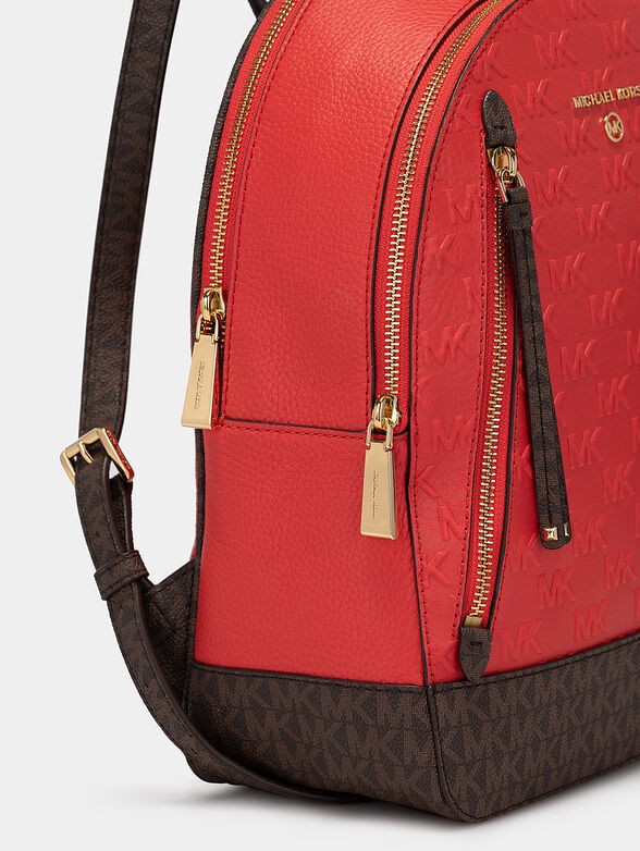 Leather backpack with embossed logo - 4