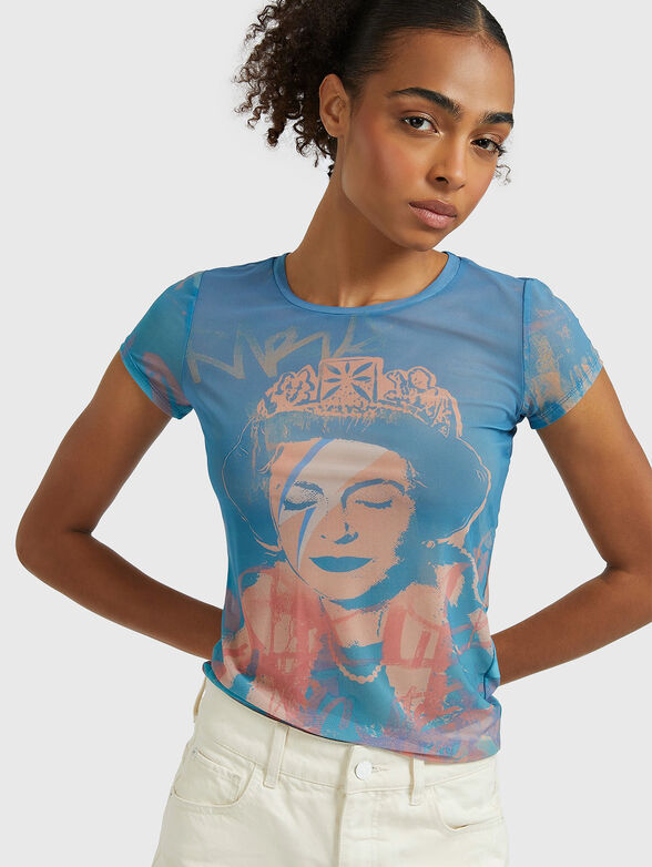 Blue T-shirt with print - 4