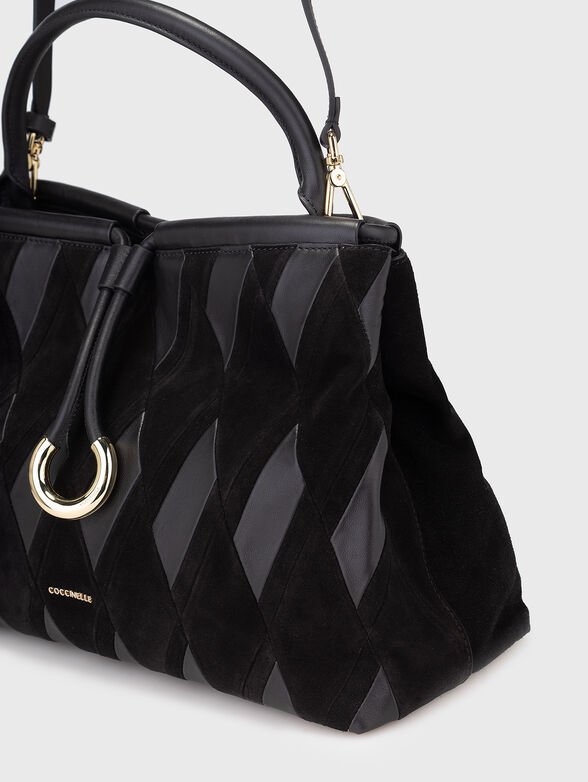 Leather and suede bag with logo - 5