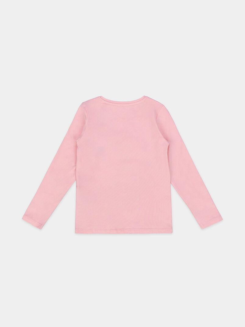 Pink blouse with long sleeves and print - 3