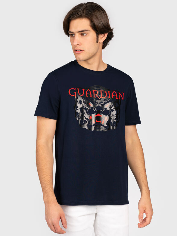 Navy t-shirt with print - 1
