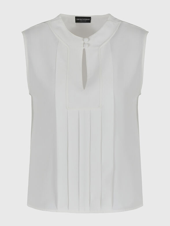 Crepe de chine top in white - 0