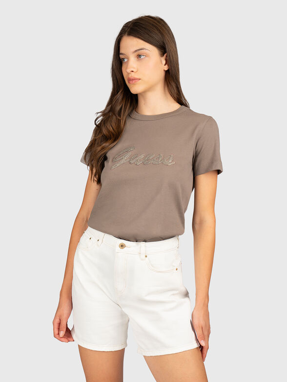 Cotton T-shirt with a round neckline - 1