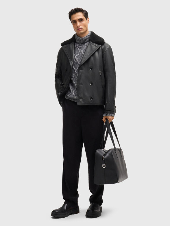 Double-breasted leather jacket - 2