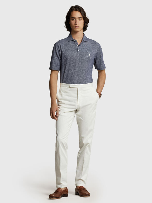 Blue Polo shirt in linen and cotton - 2